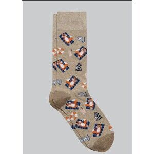 Jos A Bank Vacation Fox Socks - Oatmeal Color Mid-Calf Men's Socks